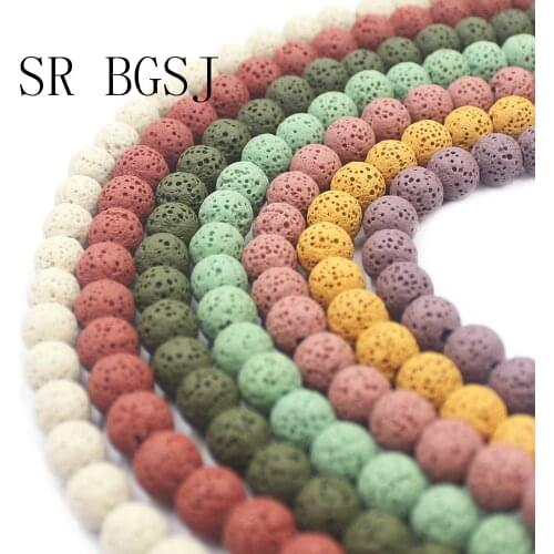 6 8 10 12mm Round Assorted Colors Lava Rock Gems Jewelry Making Beads Strand 15inch