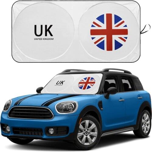 Car Windshield Sunshade Sun Shade UV Protection Cover UK Flag Logo Coche Emblem Parasol For MINI Cooper R56 Auto Accessories