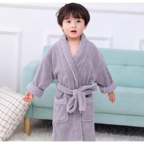 Autumn Winter Kids Bathrobe 100% Cotton Towel Robes Super Soft Cute Baby Girl Hooded Toddler Bathrobe Children Clothes