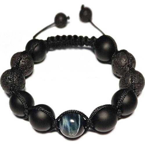 Natural Stone Bracelet Men Jewelry Rope Bracelet Bangle Women Accessory Volcanic Stone Black Agates Blue Tiger Eye Gift