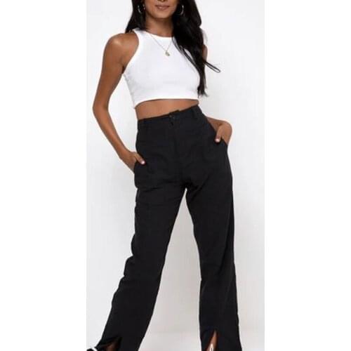 Y2k Trousers Autumn Sweatpants High Waisted Thin All Match Fashion Black Split Trousers Women Casual Straight Leg Suit Trousers