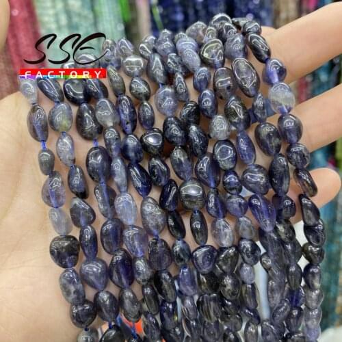 6-8mm Irregular Sri Lanka Natural Cordierite Iolite Stone Beads Loose Spacer Beads 8-10mm For Jewelry Making DIY Bracelet 15"