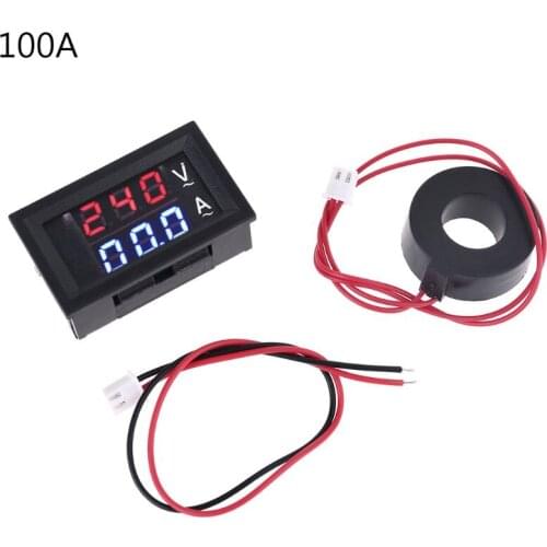 0.28\" Digital Voltmeter Ammeter AC 60-500V 10A 50A 100A Current Meter Volt Gauge