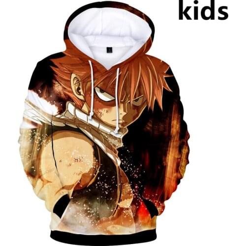3 To 14 Years Kids Hoodies Fairy Tail 3D Full Print Hoodie Sweatshirt Boys Girls Long Sleeve Cartoon Jackets Coats Child Clothes
