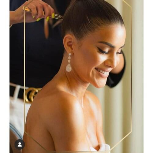 HIBRIDE New Trendy CZ Water Drop Design Earrings for Women Wedding Party Fashion DUBAI BRIDAL Jewelry Gift bioux femme E-198