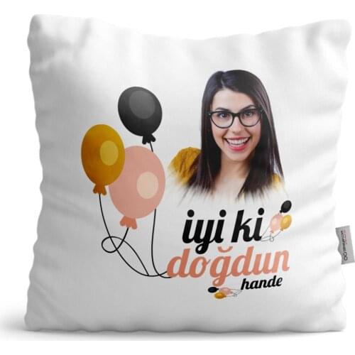 Personalized happy birthday Design White Satin Pillow-3