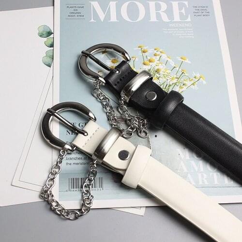 Personalized concave waistband, womens new two-layer leather pin buckle chain, hanging buckle decoration, handsome punk waist c