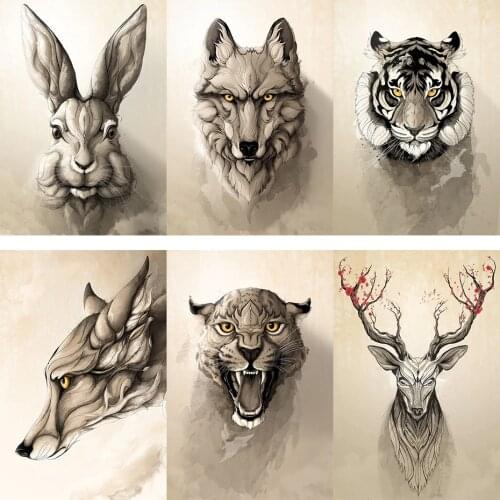 FSBCGT Animal Tiger Lion Picture By Number Kits Acrylic Oil Paint By Number For Adult Hand Painted On Canvas Home Wall Art Decor