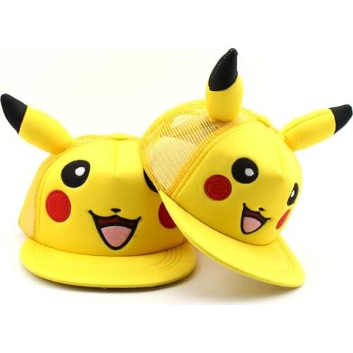 Kawaii Kids Pokemon Cap Yellow Pikachu Childrens summer Hats Boys Girls Birthday Party Cosplay Cartoon Baseball Hat Gifts
