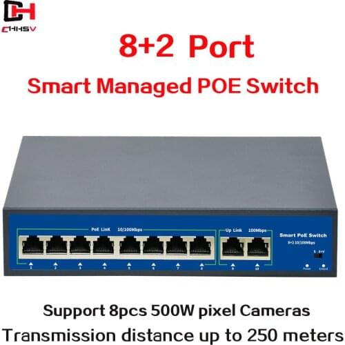 POE switch 52V with 8 100Mbps Ports IEEE 802.3 af/at ethernet switch Suitable for IP camera/Wireless AP/POE camera