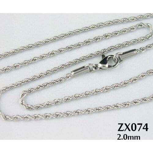200pcs 2mm diameter stainless steel necklace twist chain steel rope chain mans lady fashion jewelry ZX074