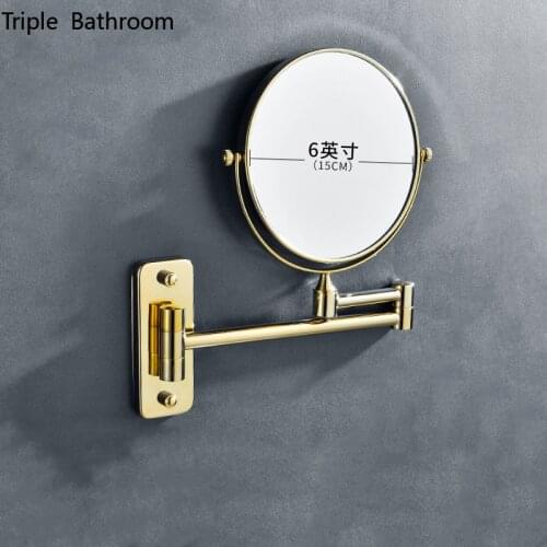 Round Shape Copper Makeup Mirror Folding Wall Mounted Home 6/8 Inch Mirror Magnifying Double Sided Bathroom Accessories
