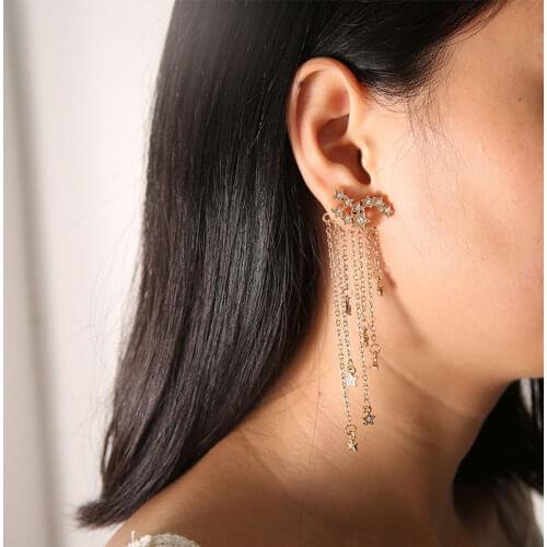 Modyle 2021 Fashion Crystal Pendant Clip Earrings Ear Hook Silver Color Ear Clips Pierced Earring Earrings Women Girls Jewelry