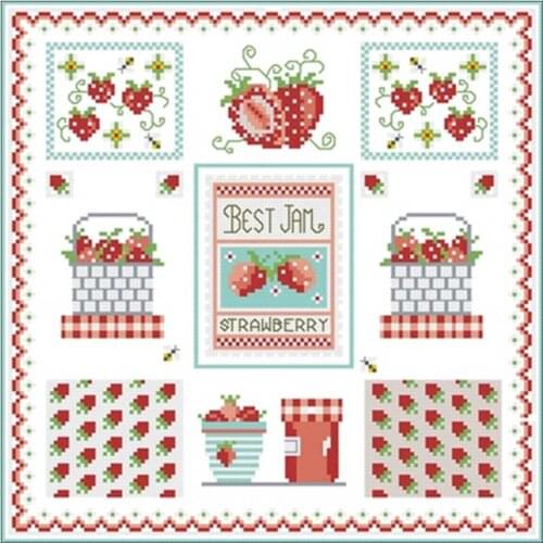 Strawberry handkerchief illustration counted 11 14 18CT DIY Cross Stitch Sets wholesale Cross-stitch Kits Embroidery Needlework