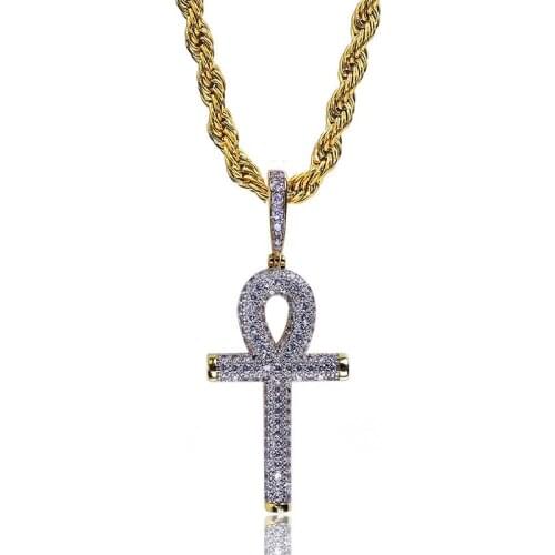 OMYFUN Factory Price Gold Silver Cross Pendant Necklace Hip Hop Bling CZDIAMOND Iced Pave Pendants & Necklaces Party Jewelry