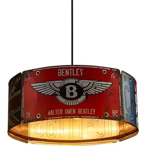 Retro Industrial License Plate Pendant Lights Vintage Restaurant Cafe Childrens Bedroom Iron Bar Table Hanging Lamps Fixtures