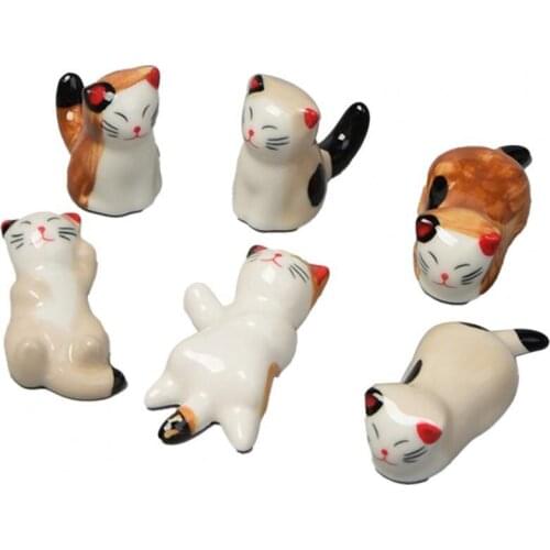 Useful Chopsticks Holder Cat Shape Support Forks Ceramic Chopsticks Rest Cartoon Animal Home Chopsticks Rest for Kitchen