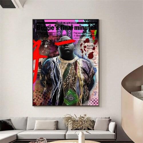 Pop rap singer Biggie Smalls Graffiti Wall Art Paintings Print On Canvas Portrait Art Poster For Modern Wall Pictures Home Decor