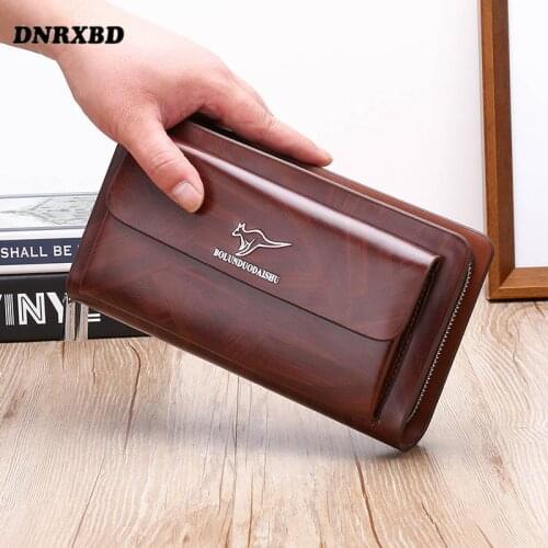 Luxury Brand mens wallet clutch bag double zippers Long wallet large capacity business Men Wallet phone bag Masculina Carteras
