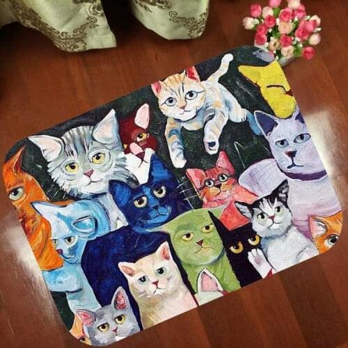 Mats Anti Slip Floor Mat Fashion cats cat cartoon Carpet Printed Pattern Carpet Rug for Bathroom Door Living Room