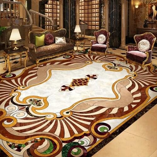 Custom Self-adhesive Floor Mural 3D Stereo Marble Pattern Wallpaper European Style Living Room Hotel Luxury Decor Floor Stickers