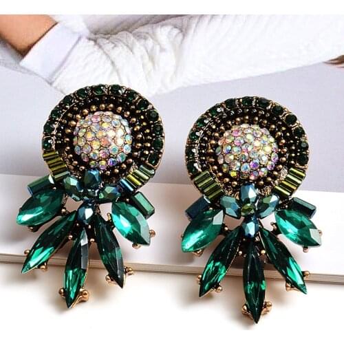 Ethnic Bohemian Crystal Earring Vintage Korean Party Stud Earring Sweet Statement Earrings For Women Wedding Accessories