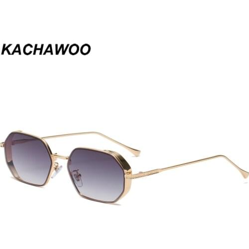 Kachawoo metal frame polygonal sunglasses women male octagon sun glasses fashion square eyewear European style grey brown blue