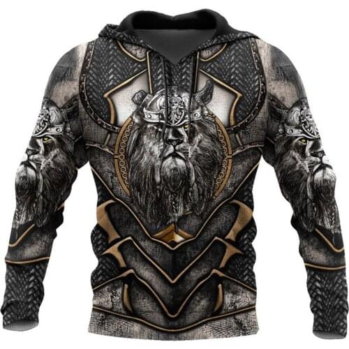 The most fashionable Lion Viking Armor Sweatshirt 3D print Unisex casual Zip Hoodie casual Street hip hop Hoodie