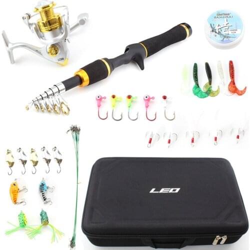Ultrashort 165cm Carbon spinning Casting Fishing Rod and spinning Reel Telescopic Travel fishing fish Line Lures Hooks Bag
