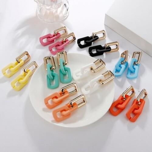 Geometric Chain Drop Earrings Women Punk Dangle Long Earrings Fashion Jewelry Beach Holiday Travel Charming Ear Pendant