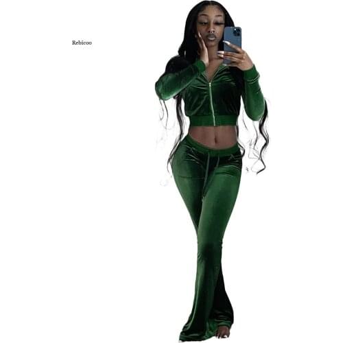 Womens 2 Piece Sweatsuits Solid Long Sleeve Zip Short Coat Jogging Pants Tracksuit Casual Matching Set