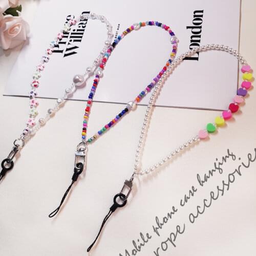 Mobile phone lanyard short About 25 cm wrist hand-woven beaded pendant childrens strong For iPhone 11 Pro Max phone case chain