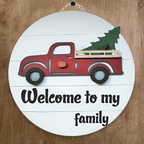 Welcome Sign for Front Door Decor with Interchangeable Seasonal Icons for Every Season - Farmhouse Wooden Wall Hanging Decor