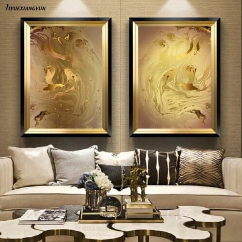 Golden Art Marble Abstract Painting Canvas Poster and Print Nordic Modern Decoration Wall Art Modern Home Decor