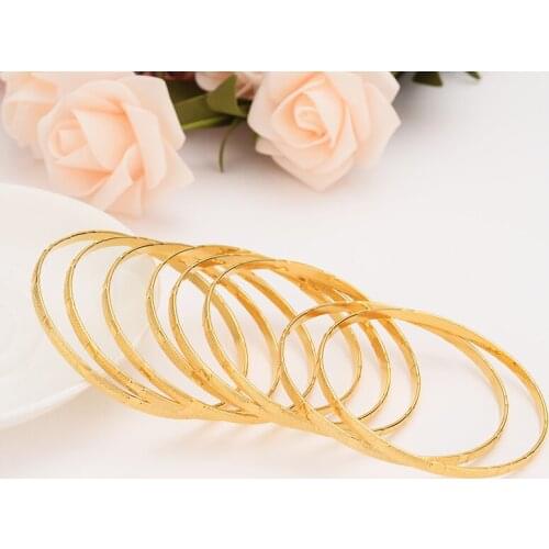 4pcs 24kGold Bangle for Women Gold Dubai Bride Wedding Ethiopian Bracelet Africa Bangle Arab Jewelry Gold Charm Bracelet gift
