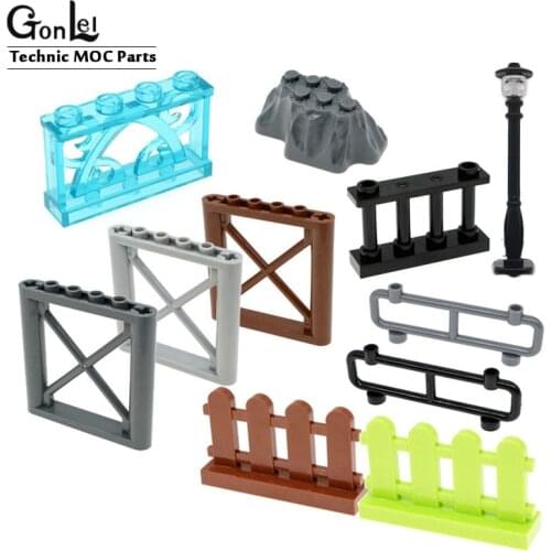 8-50pcs City Series Block MOC Mini fence Street light Staircase City Bush Trees Plants DIY Blocks Bricks Action Figure Kids Toys