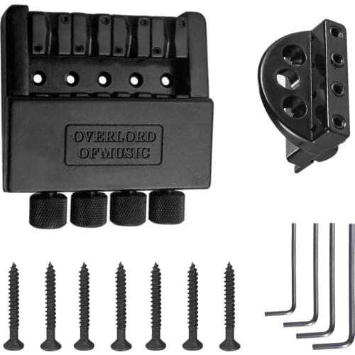 Zinc Alloy Headless Electric Bass Tailpiece Bridge Set Fixed Hardtail Saddle 4-String Bass Accessory