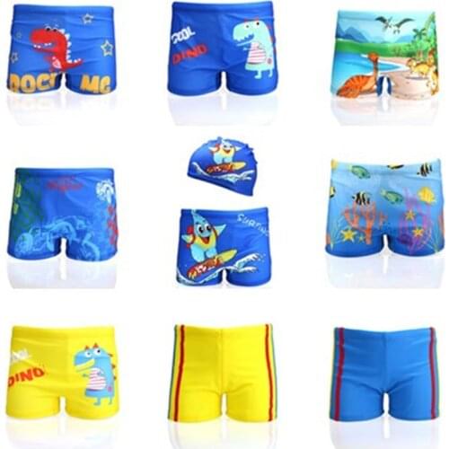 2021 Summer New Boys Swim Trunks Cap Dinosaur Cartoon Kids Beach Swimsuit Baby Swimming Suit Hooded Children Swimwear 0-10Y