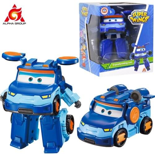 Super Wings S5 5" Scale Transforming Toy LEO Airplane to Robot Plane Transformation Action Figures Toys for Birthday Gifts Boys