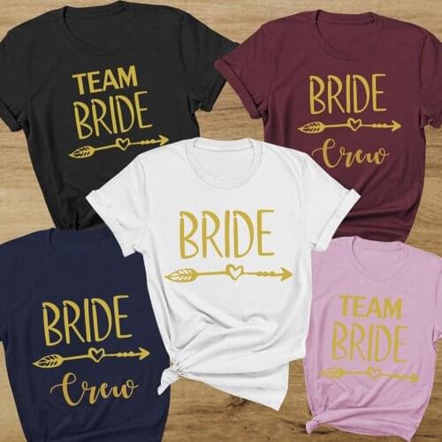 Team Bride Crew Letter Print T-shirt Bridesmaid Fashion Wedding Bachelorette Party Shirts Tees Women HW41