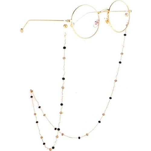JGL0024 Fashion Sunglasses Lanyard Strap Necklace Gold Metal Eyeglass multi-color Crystal Glasses Chain Cord for couple jewelry