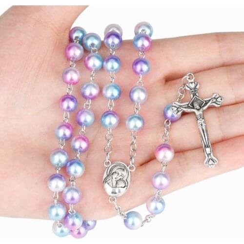 Catholic Porcelain Rosary Prayer Necklace Mary Blessing Rosary Prayer Necklace