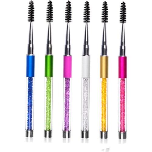 1pcs 2019 Hotting Eyelash Brush Eyelashes Extension Mascara Wands Applicator Spoolers Diamond Crystal Handle Makeup Brush