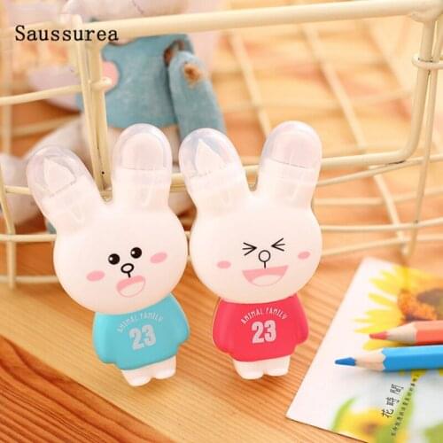 2pc Kawaii Correction Tape Cartoon Rabbit Correction Concealer Tape With Double Eraser Office School Supplies Cute Stationery