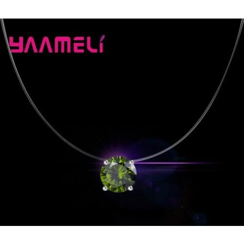 Beautiful 8 Color Tiny Choker Necklace for Women Transparent Fishing Line Chain Smalll Love Necklace Pendant on neck