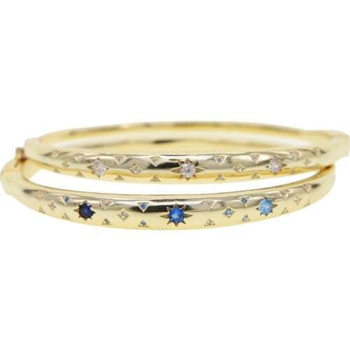 Hot Sale 2020 New Gold Filled Carve Multi-Stars Bangle For Women Paved White/blue CZ Birthday Nice Jewelry Carter Bracelet HOT