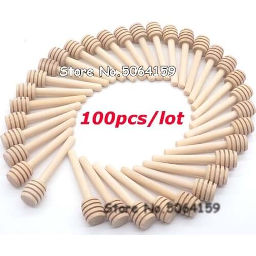 Hot Sale 100 Pack Of Mini 3 Inch Wood Honey Dipper Sticks, Individually Wrapped, Server For Honey Jar Dispense Drizzle Honey