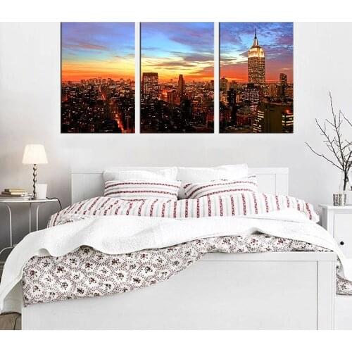 Wall Art Sunset Empire State Building New York City Skyline Canvas Painting Print Manhattan Picture Artwork for Bedroom Decor