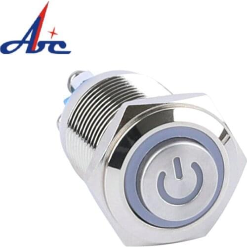 New Arrival 2V/3V/6V/12V/24V/36V/48V Power Logo Illuminated 16mm Latching Switch Push Button
