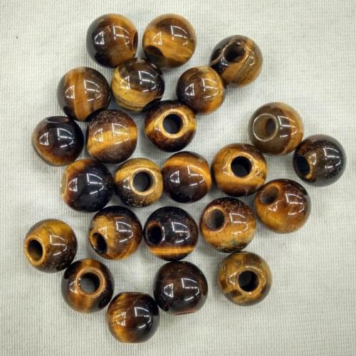 Wholesale 12pcs/lot fashion good quality natural tiger eye stone round shape big hole 16mm beads For jewelry making free